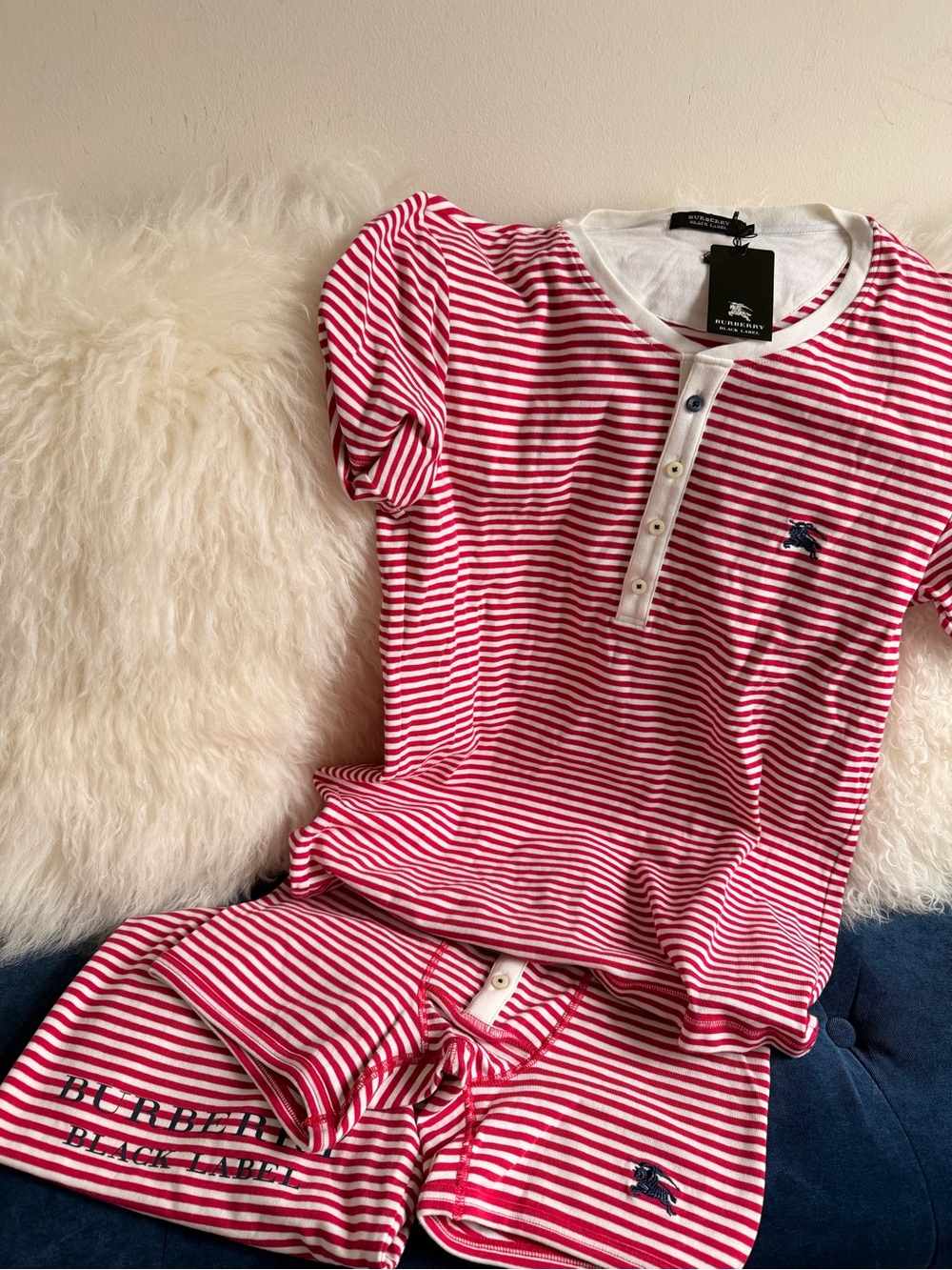 Burberry  Red & White Striped Pajama Set